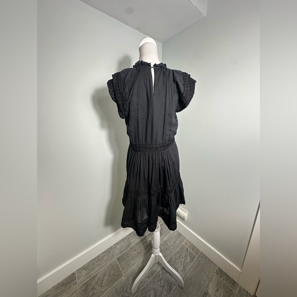 Veronica Beard Keely Cotton Ruffle Tiered Dress- Black - Picture 9 of 17